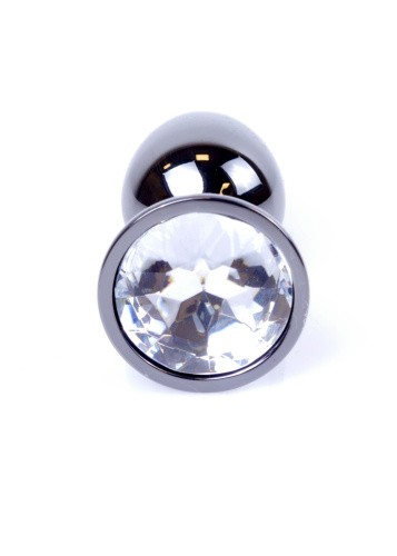 Металева анальна пробка із кристалом Boss Jewellery Dark Silver - купити в Києві, Україні
