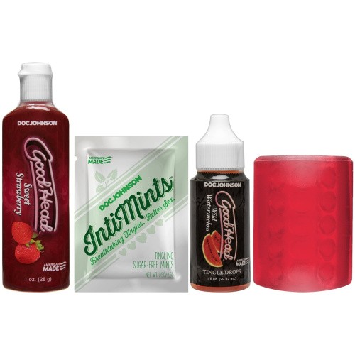 Doc Johnson GoodHead Fundamentals Kit набір для мінета змазка, збуджуючі краплі та мастурбатор - купити в Києві, Україні