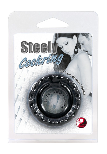 Steely Cockring Black ерекційні кільця на пеніс та мошонку, 2.4 см та 3.7 см - купити в Києві, Україні