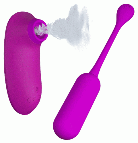 Pretty Love - Curupira Multifunctional Sucker Purple - Вакуумний стимулятор + віброяйце (фіолетовий) - купити в Києві, Україні