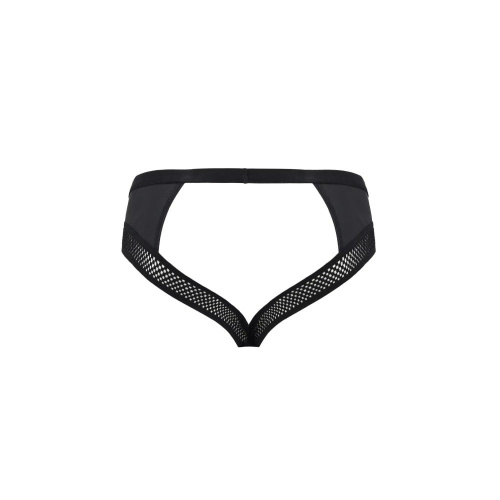 Passion - 030 SLIP OPEN TOM black - Мужские трусы с цепочкой спереди, L/XL
