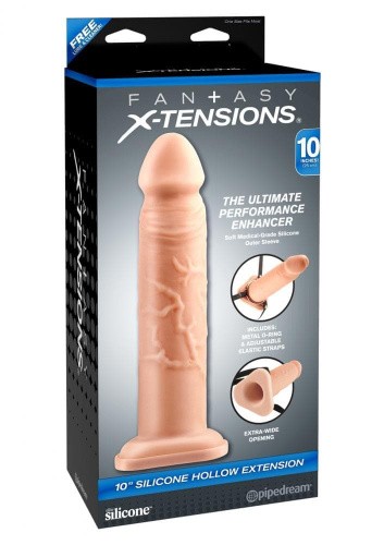 Silicone Hollow Extension - Насадка-удлинитель для пениса, 24х6 см (телесный)