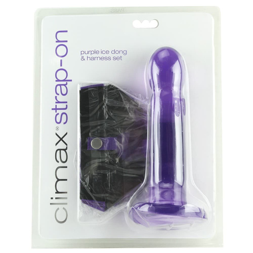 Climax Strap-on Ice Dong & Harness set - Страпон, 17.8х4 см (фиолетовый)