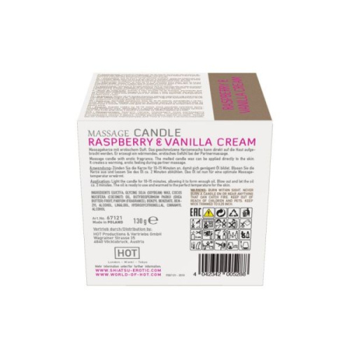 Shiatsu Massage candle Raspberry and vannilla-масажна Свічка з ароматом малини і ванільного крему, 130 мл - купити в Києві, Україні