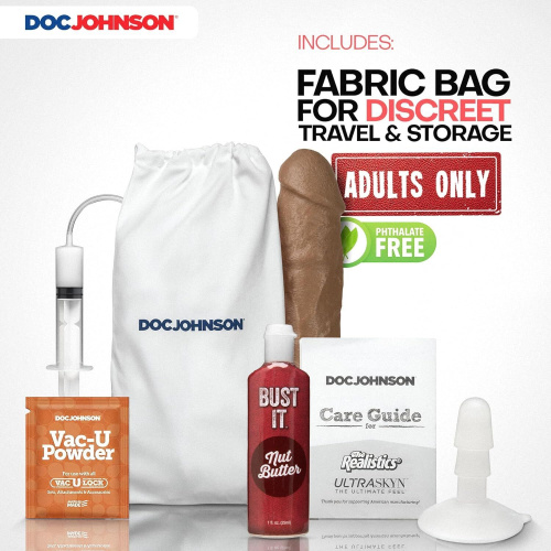 Кончающий фаллоимитатор Doc Johnson The Realistic Cock ULTRASKYN Squirting 9,5 Inch, 21,6 см
