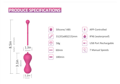 Magic Motion Kegel Gen 2 - Вагинальные шарики 8,4х3,4 см  (розовые)