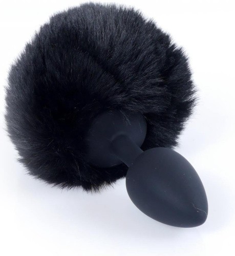 Boss Jewellery Silicon PLUG  Bunny Tail  Black - Анальная пробка с хвостом, 6,5х2,7 см (черный)