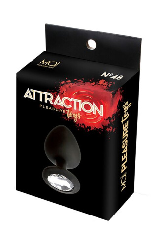 MAI Attraction Toys №48 анальная пробка с кристаллом, 8,2х3,5 см (чёрный)