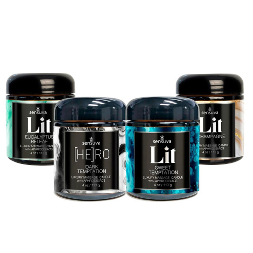 Набір масажних свічок LIT 4 piece Variety Pack Luxury Massage Candles (4 шт по 113 г) - купити в Україні | Секс шоп SEX-SHOP.ua