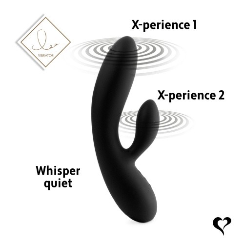 FeelzToys Lea Rabbit Vibrator - Гибкий вибратор кролик с двумя моторами, 17х3.8 см (чёрный)