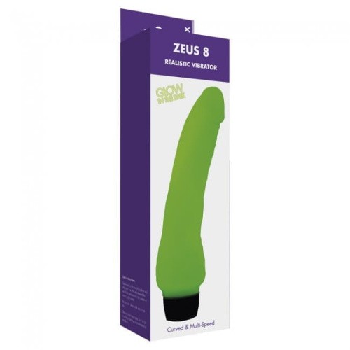 Kinx Zeus 8 Glow Realistic - Светящийся в темноте вибратор, 20х5 см