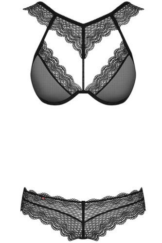 Obsessive 857-SET-1 set - эротический комплект с кружевом, L/XL (чёрный)