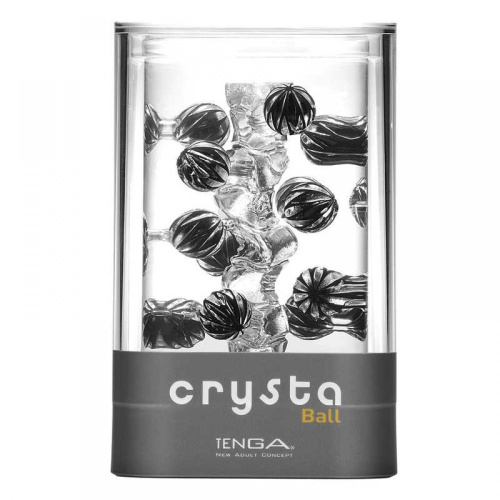 Tenga Crysta Ball - мастурбатор с уникальным рельефом, прозрачный материал, 12х5 см (чёрный)