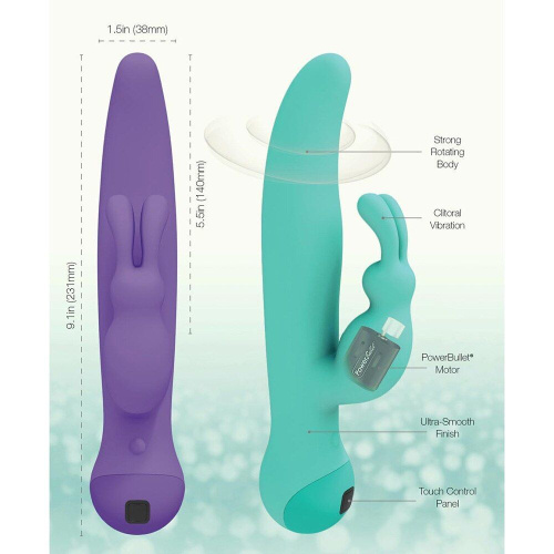 Swan Touch Duo Teal - вібратор-кролик із сенсорним керуванням та ротацією, 14х3.8 см (фіолетовий) - купити в Києві, Україні