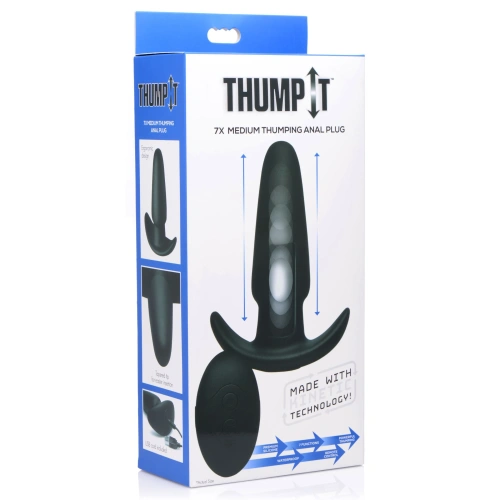 KineticThumping 7X Medium Anal Plug - Анальная пробка с толчковыми движениями, 13.3х4 см (чёрный)