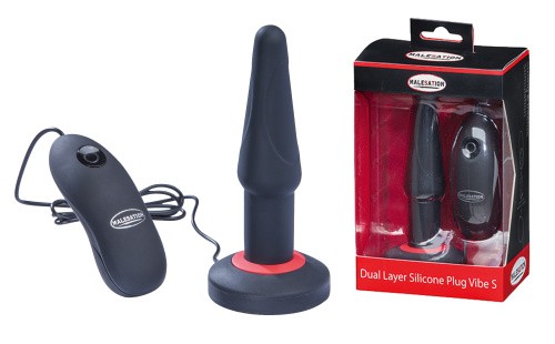 StRubber Malesation Dual Layer Silicone Plug Vibe, S - Анальная пробка с вибрацией, размер S, 14х3.1 см