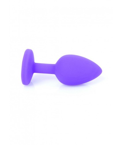 Boss Jewellery Purple Silikon Plug Small Red Diamond - Анальная пробка с кристаллом, 7х2.7 см (фиолетовый с красным)