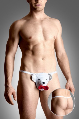 SoftLine - Mens thongs 4492 - Трусы с медмежонком, S/L (белый)
