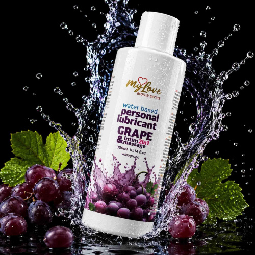 2в1 лубрикант и массажный гель - MyLove Aroma Series Intim&Massage Grape, 300 мл