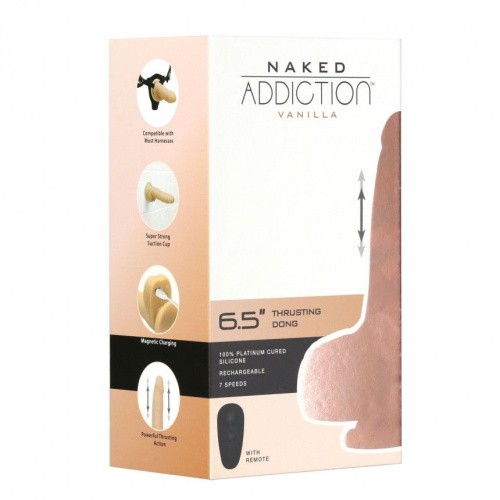 Bms Factory Naked Addiction 6.5" Thrusting Dong With Remote - Вибратор с пульсацией, 16.5х3.4 см
