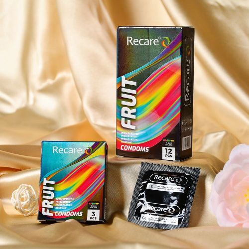Holographic Recare Fruit Flavour Condoms 12 шт, аромати: м'ята, банан, полуниця - купити в Україні | Секс шоп SEX-SHOP.ua