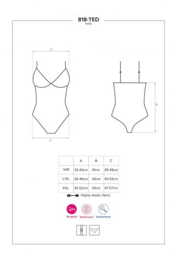 Эротическое боди с вышивкой Obsessive 818-TED-1 (S/M)