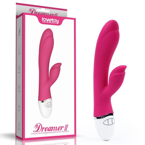 LoveToy - Dreamer II Vibrator Rose Red - Вибратор с клиторальным отростком, 21.5х3.5 см (розовый)