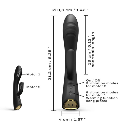 Dorcel Flexi Rabbit - гнучкий вібратор-кролик з нагріванням, 21,2 см (чорний) - купити в Києві, Україні