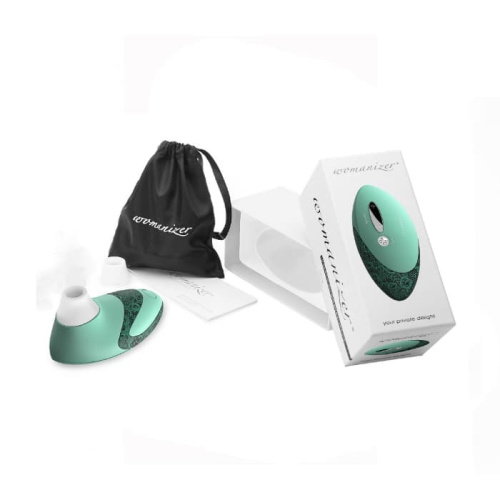 Womanizer W500 - Вакуумный стимулятор клитора с кристаллом Swarovski, 12х6 см (мятный)