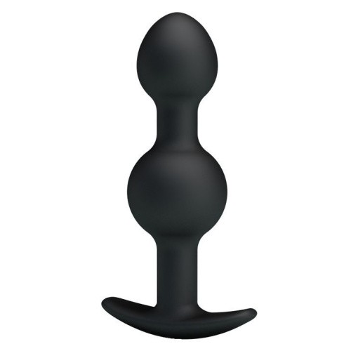 Pretty Love silicone Anal balls Black - Анальна пробка зі зміщеннями центрів ваги, 10,4х2.2-2.6 см (чорний) - купити в Києві, Україні