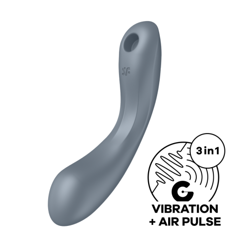 Satisfyer Curvy Trinity 1 - Вакуумный стимулятор + вибратор точки G, 17.5х3.9 см (серый)
