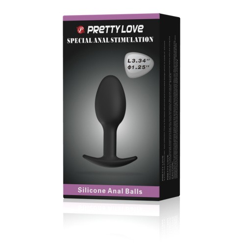 Pretty Love Silicone Anal Plug Black - Анальная пробка со смещенным центром тяжести, 8.4х3.2 см (черный)