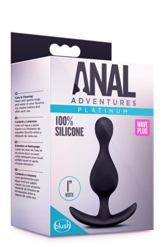 Anal Adventures Platinum Wave Plug - Анальная пробка, 10,5 см (черный)