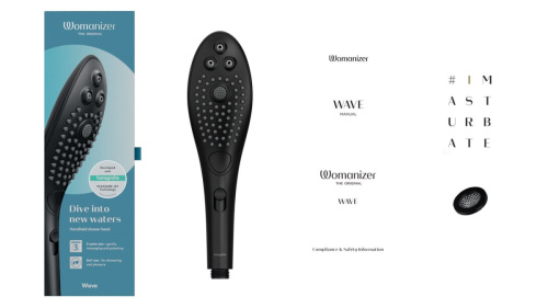 Womanizer Wave Black - Насадка-стимулятор для душу 2в1, масажер для інтимних зон, (чорний) - купити в Києві, Україні
