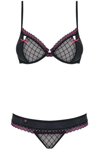 Obsessive 819-Set-1 - Эротический комплект с бантиками, S/M (чёрный)