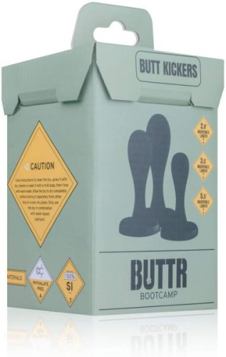 BUTTR Butt Kickers Butt Plug Training Set - Набор анальных пробок, 3 шт (черный)