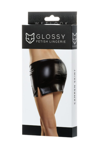 Erolanta Glossy - Мини-юбка из материала Wetlook, M (чёрный)