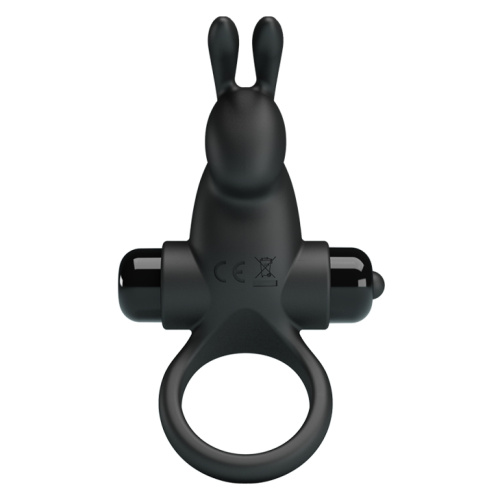 Pretty Love Vibro Penis Ring Rabbit I - Ерекційне кільце з вібрацією, 11.3х2.8 см (чорний) - купити в Києві, Україні