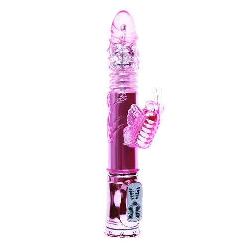 Baile Throbbing Butterfly - Вибратор с функцией ротации, 29х4 см (розовый)