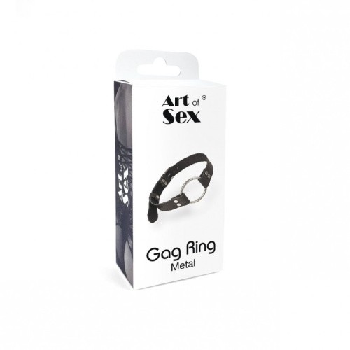 Art of Sex - Gag Ring Metal - Кляп-кільце з ремінцем з натуральної шкіри - купити в Києві, Україні
