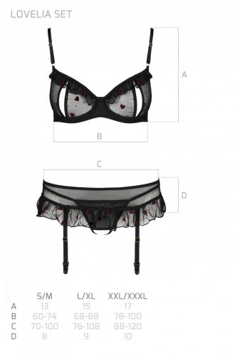 Passion Lovelia Set - Комплект белья, S/M (чёрный)