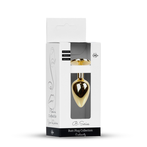 B-Series Jewellery Gold Plug Rose - Анальная пробка с кристаллом, 7х2.7 см (розовый)