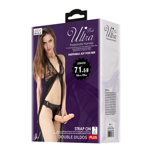 Ultra Female Passionate Double Harness - Подвійний страпон, 18х3.6 см (тілесний) - купити в Києві, Україні