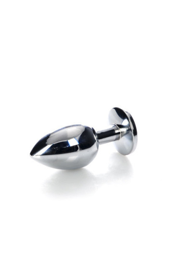 Toyfa Metal - серебристая анальная пробка с камнем, 8х4 см (красный)
