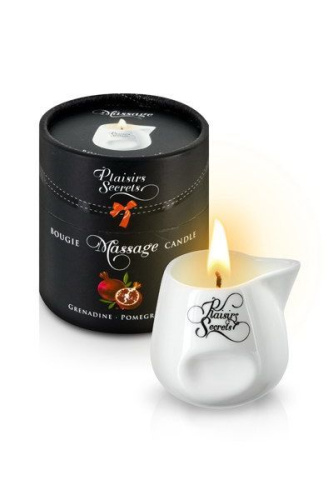 Plaisirs Secrets Pomegranate - Массажная свеча с ароматом спелого граната в подарочной упаковке, 80 мл