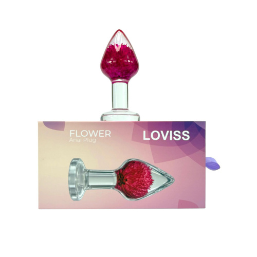 Анальная пробка Loviss Gomphrena Globosa с настоящим амарантом внутри