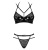 Obsessive Bagirela 2-pcs set - Комплект білизни з лаковими вставками (бюстгальтер та трусики) S/M (чорний) - купити в Києві, Україні