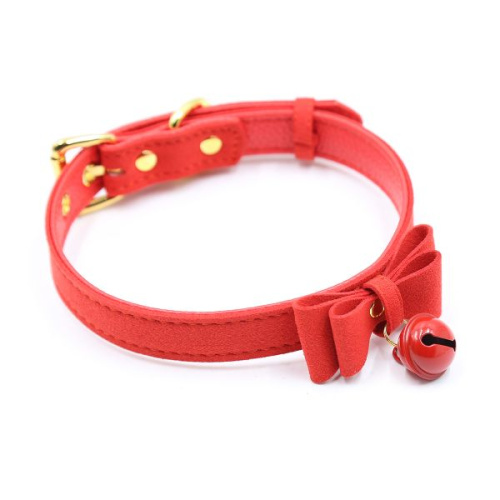 Loveshop Bow and Bell - Ошейник замшевый, 47 см (красный)