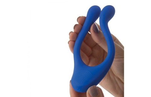 StRubber BeauMents Doppio - многофункциональный вибратор, 13х4.5 см (синий)