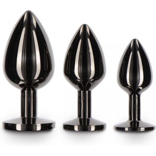 Taboom - S Butt Plug With Diamond Jewel - Анальна пробка, 7.2х2.7 см (чорний) - купити в Києві, Україні